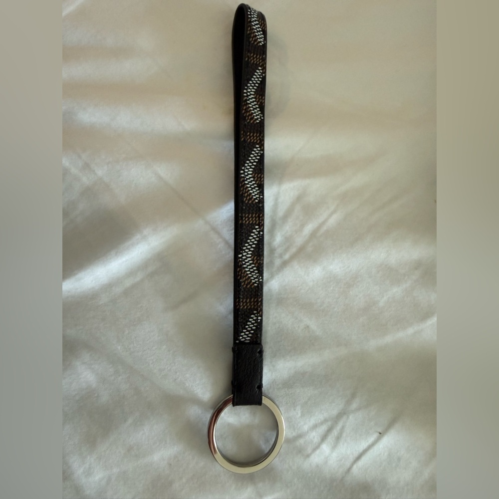 Goyard Black and Brown Signature Wristlet Keyring